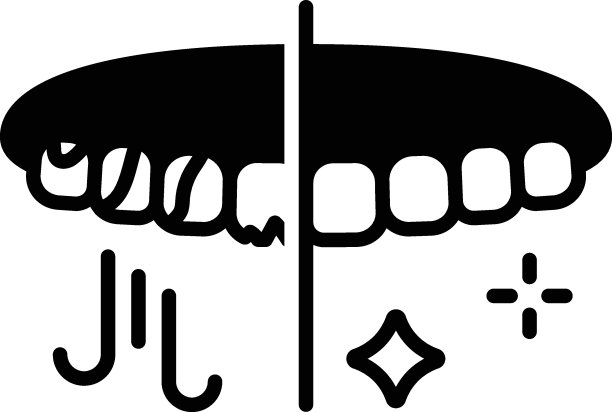 磨牙症对健康牙齿的影响概念，防止磨牙夜守护矢量图标设计，齿科符号，口腔医学标志，牙科器械库存插图图片下载