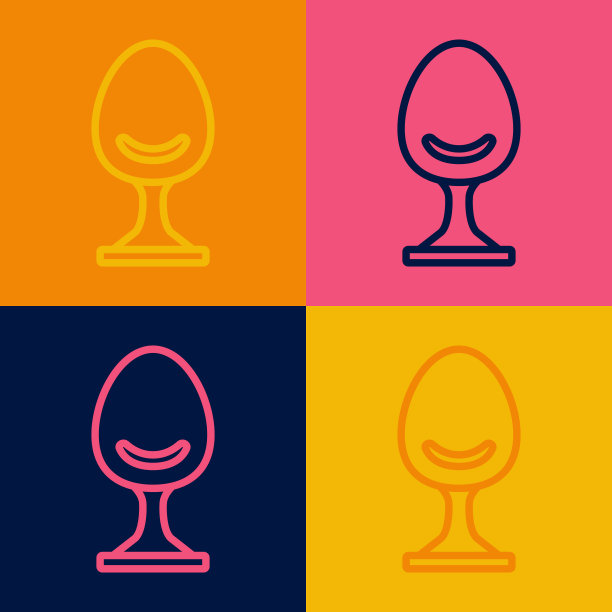 波普艺术线扶手椅图标孤立的颜色背景。向量图片下载