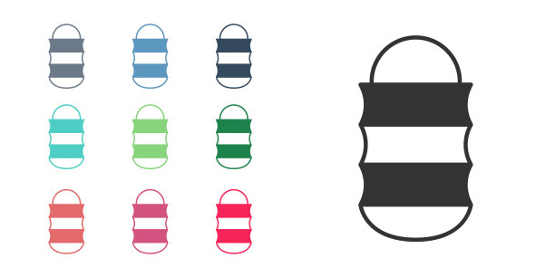 黑色渔网图标孤立在白色背景。渔具。设置图标彩色。向量图片下载