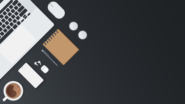 用小工具的办公桌罩和横幅。表工作和文本的自由空间的顶视图。图片下载