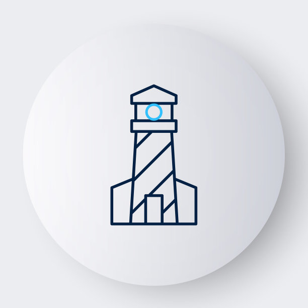 线灯塔图标孤立在白色背景。色彩缤纷的轮廓概念。向量图片下载