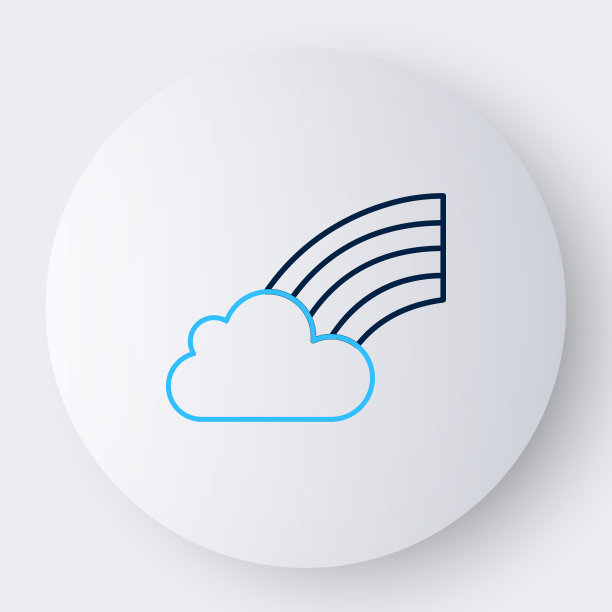 线彩虹与云图标孤立的白色背景。圣帕特里克节快乐。爱尔兰国家假日。色彩缤纷的轮廓概念。向量图片下载