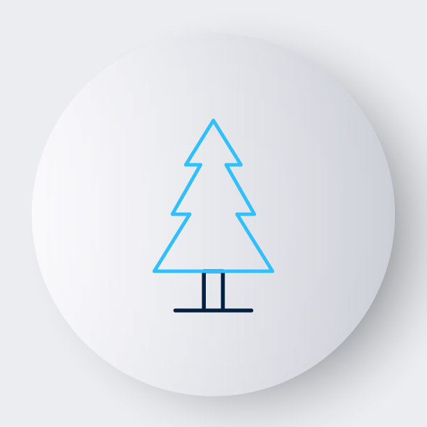 线树图标孤立的白色背景。森林的象征。色彩缤纷的轮廓概念。向量图片下载