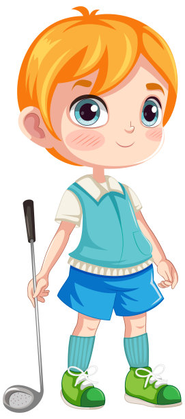 孤立的职业高尔夫卡通人物拿着高尔夫球杆图片下载