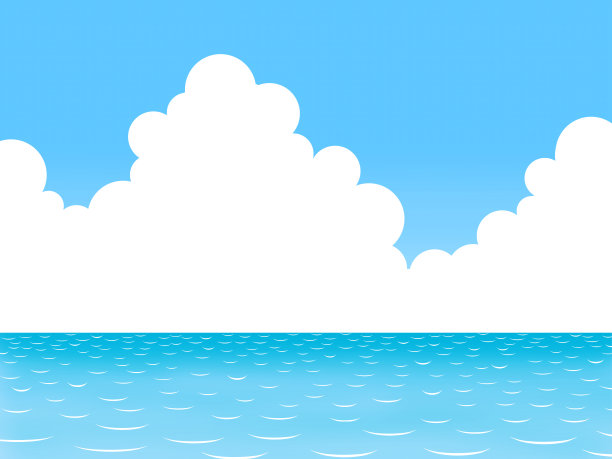 简单的插图背景材料雷雨，蓝天和大海图片下载