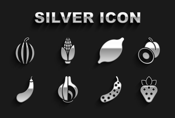 洋葱，李子，草莓，新鲜黄瓜，茄子，柠檬，西瓜和玉米。向量图片下载