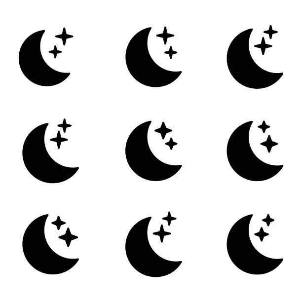 白色背景上的新月与星星图标。夜晚图标。新月图标。简约风格。图片下载