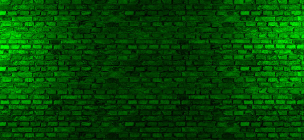 砖墙，绿光，背景图像图片下载