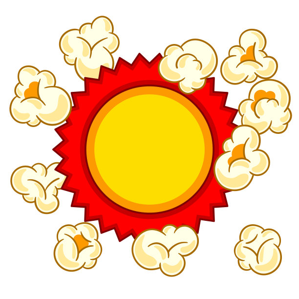 爆米花的背景。卡通风格的休闲食品形象。图片下载