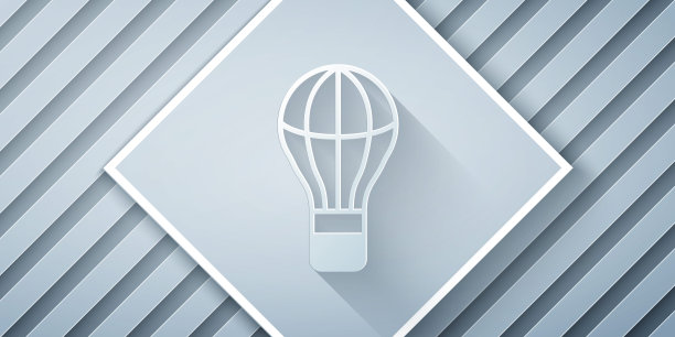 剪纸热气球图标孤立的灰色背景。旅行用航空运输。纸艺风格。向量图片下载
