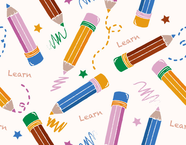 彩色可爱的手绘铅笔无缝图案，矢量孩子图案，回到学校，设计时装，织物，纺织品，壁纸，封面图片下载