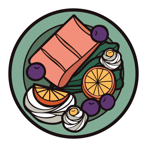 手绘鲑鱼从上面的涂鸦风格图片下载