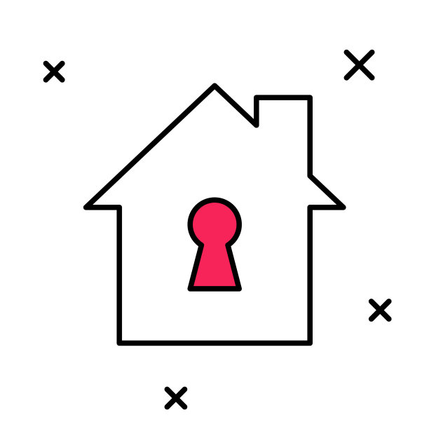 填充轮廓房屋在保护图标隔离在白色背景。家和盾。保护、安全、保障、保护、防御的理念。向量图片下载