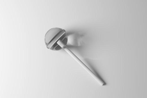 圆形单色棒棒糖与一根棍子在白色的背景与阴影。插图的概念，童年和糖果工业图片下载