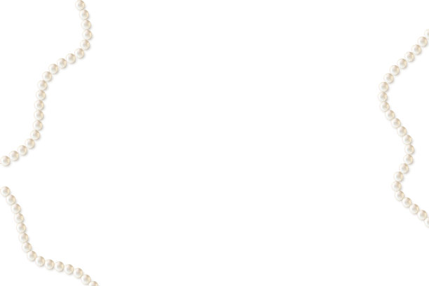 漂亮的珍珠项链。珠宝。珠子装饰。矢量插图。白色背景。边境。图片下载