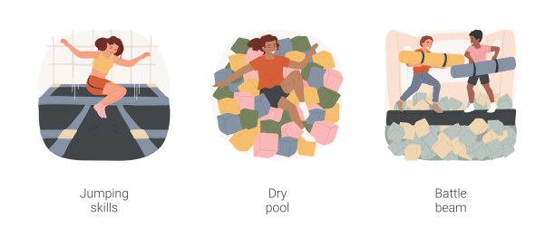 蹦床公园卡通矢量插画素材图片下载