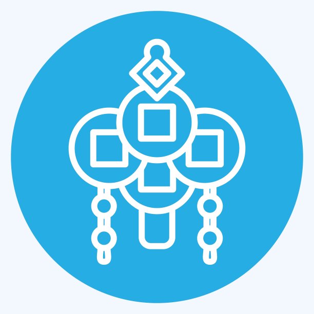 图标护身符。与中国新年的象征有关。蓝眼睛的风格。简单的设计可编辑图片下载