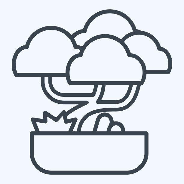 图标盆景。与中国新年的象征有关。行风格。简单的设计可编辑图片下载
