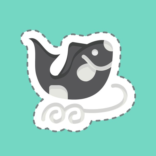 贴纸线切鱼。与中国新年的象征有关。简单的设计可编辑图片下载