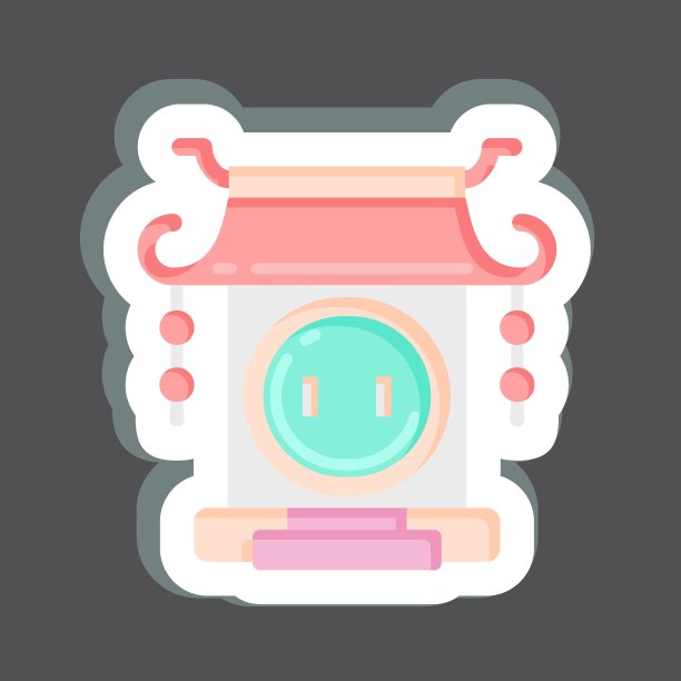 贴纸门。与中国新年的象征有关。简单的设计可编辑图片下载