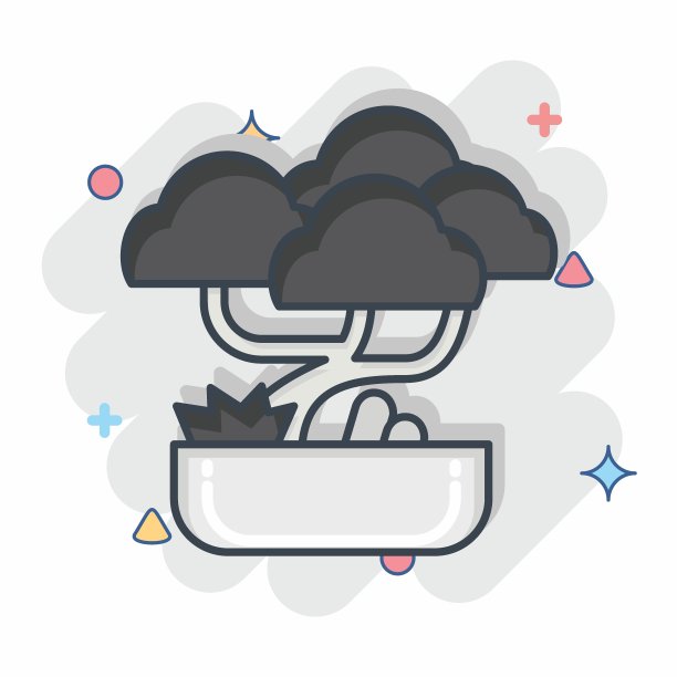 图标盆景。与中国新年的象征有关。漫画风格。简单的设计可编辑图片下载