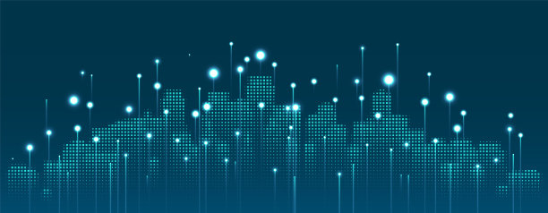 抽象的城市景观与明亮的发光的灯光。图片下载