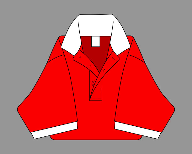 空白红色短袖polo衫，白色领子和袖口，灰色背景图片下载