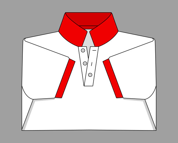灰色底色红领红袖口的空白白色短袖polo衫图片下载