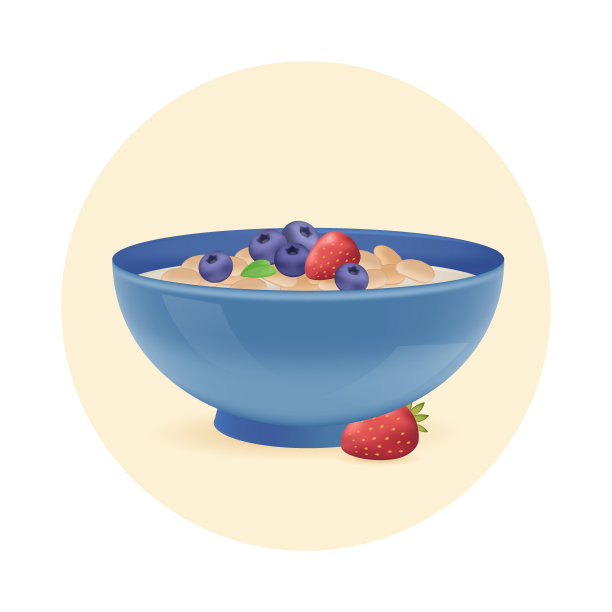粥与浆果作为健康早餐3D插图图片下载