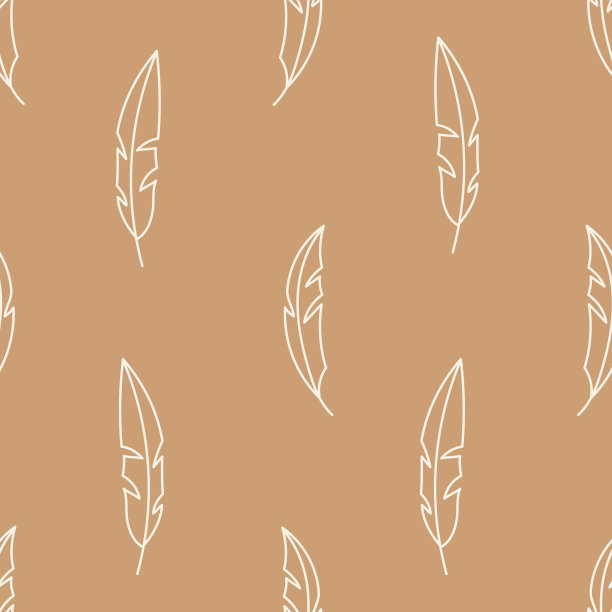 米色无缝图案与羽毛图片下载
