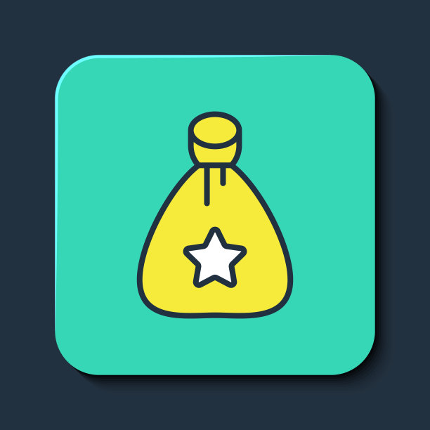 圣诞老人礼品袋轮廓图标，蓝色背景图片下载