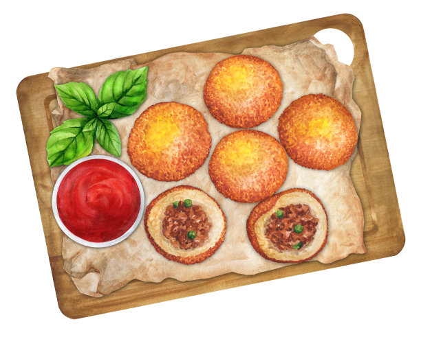 经典的木制背景配酱。水彩插图图片下载