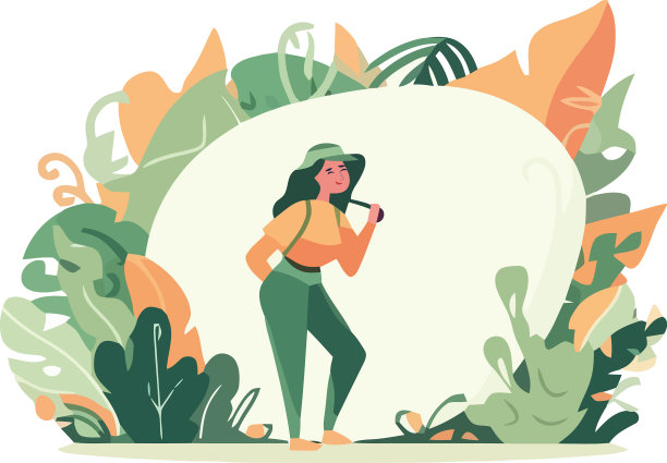 在树木环绕的大自然中散步的女人图片下载