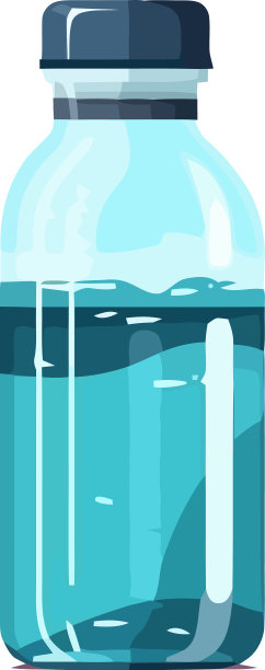 透明塑料瓶，蓝色液体图片下载