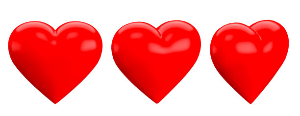 心的形状设置逼真的3d插图，爱情，友谊图片下载
