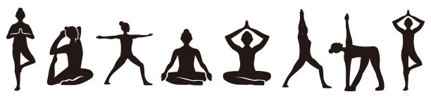 瑜伽姿势轮廓可编辑的笔画集矢量放松，精神实践，内心平静，内心集中，自我认识图片下载