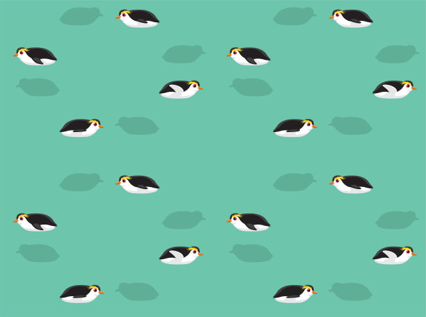 企鹅皇家可爱的卡通姿势无缝壁纸背景图片下载