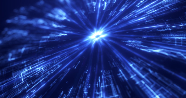 抽象蓝色发光的圆圈能源未来的电脑数字高科技旋转抽象背景图片下载