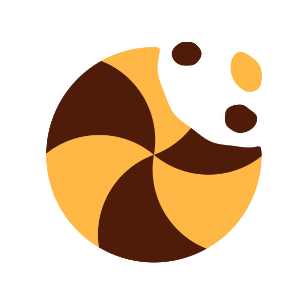 漩涡饼干与巧克力和香草面团平面图标孤立的白色背景。烤面包屑，缺咬标志。自制餐点设计。碎了的甜食。甜点矢量图图片下载