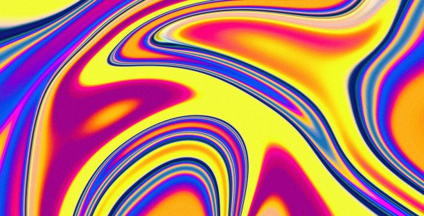 液体色流充满活力的背景，噪音纹理效果，黄红紫蓝色流抽象图案图片下载