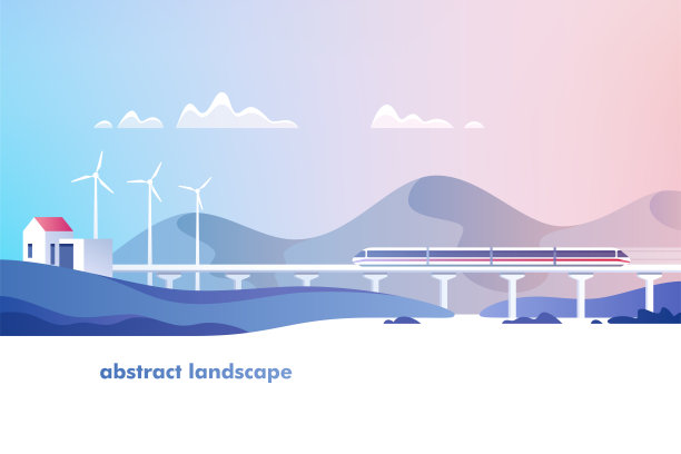 抽象乡村景观。矢量插图。图片下载