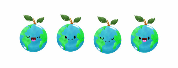 集组世界水彩情感元素，世界环境日，拯救世界，地球日，以白色为背景向量插画图片下载