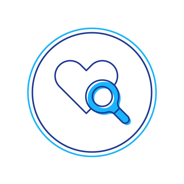 医学心脏检查图标孤立的白色背景。心脏放大镜搜索。向量图片下载