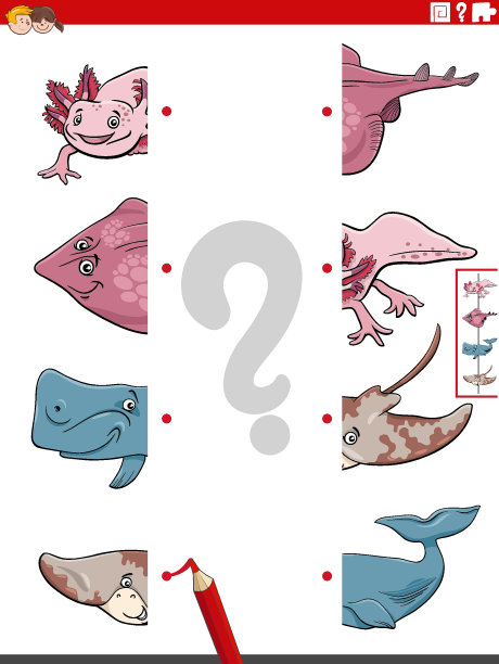 将图片与海洋动物教育活动配对图片下载
