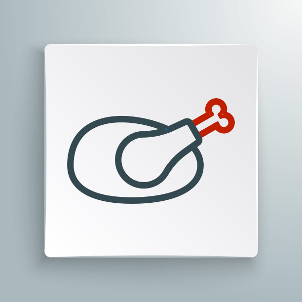 线烤火鸡或鸡图标孤立的白色背景。色彩缤纷的轮廓概念。向量图片下载