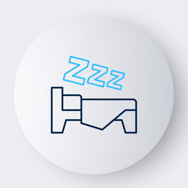 Line Time to sleep图标隔离在白色背景上。沉睡的鼾声大作。健康的生活方式。色彩缤纷的轮廓概念。向量图片下载