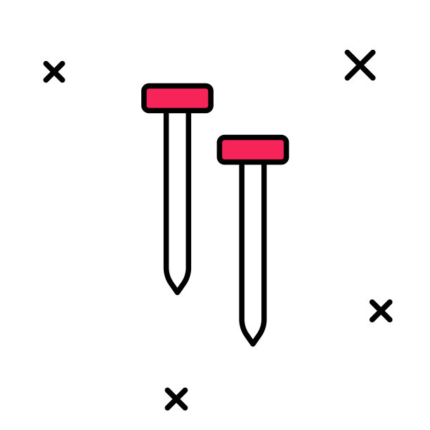 填充轮廓金属钉子图标孤立的白色背景。向量图片下载