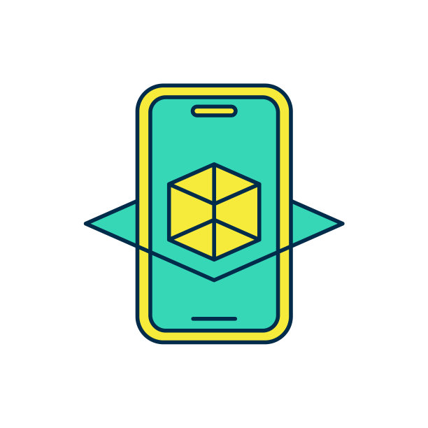 填充轮廓3d建模图标隔离在白色背景。增强现实或虚拟现实。向量图片下载