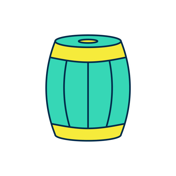 填充轮廓木桶图标孤立的白色背景。酒桶，饮料容器，啤酒，威士忌，葡萄酒木桶。向量图片下载