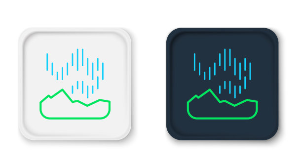 线北极光图标孤立在白色背景。色彩缤纷的轮廓概念。向量图片下载